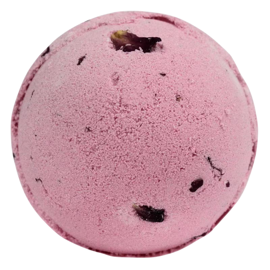Pink Rose and Petals Bath Bomb with dried rose petals for a luxurious fragrant soak