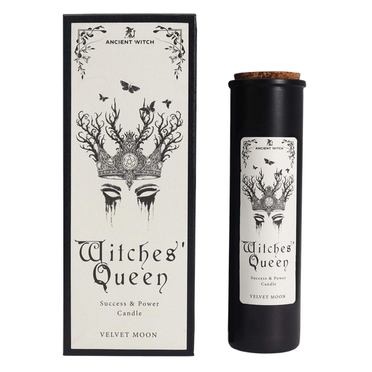 Ancient Witch Ritual Candles - Witches Queen with crown and moths for empowerment and success in elegant box