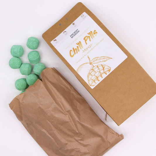 Chill Pills Gift Pack 350g Mango fragrance hand-made vegan bath bombs in eco-friendly packaging