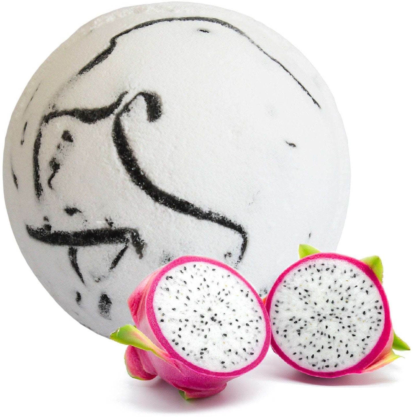 Tropical Paradise Coco Bath Bomb with dragon fruit aroma and coconut butter for smooth skin and silky foam