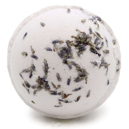 Relax - Himalayan Salt Bath Bomb with lavender and jojoba oil, white with lavender buds