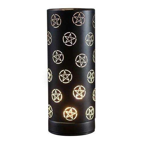 Black Pentagram Aroma Lamp with unique design and illuminated pentagram pattern.