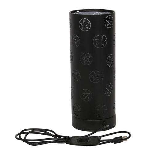 Black pentagram aroma lamp featuring striking design and essential oil compatibility.