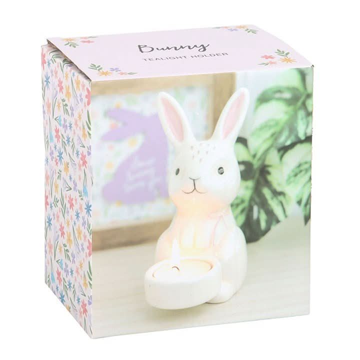 Bunny shaped tealight holder, ideal for Easter and spring decor.
