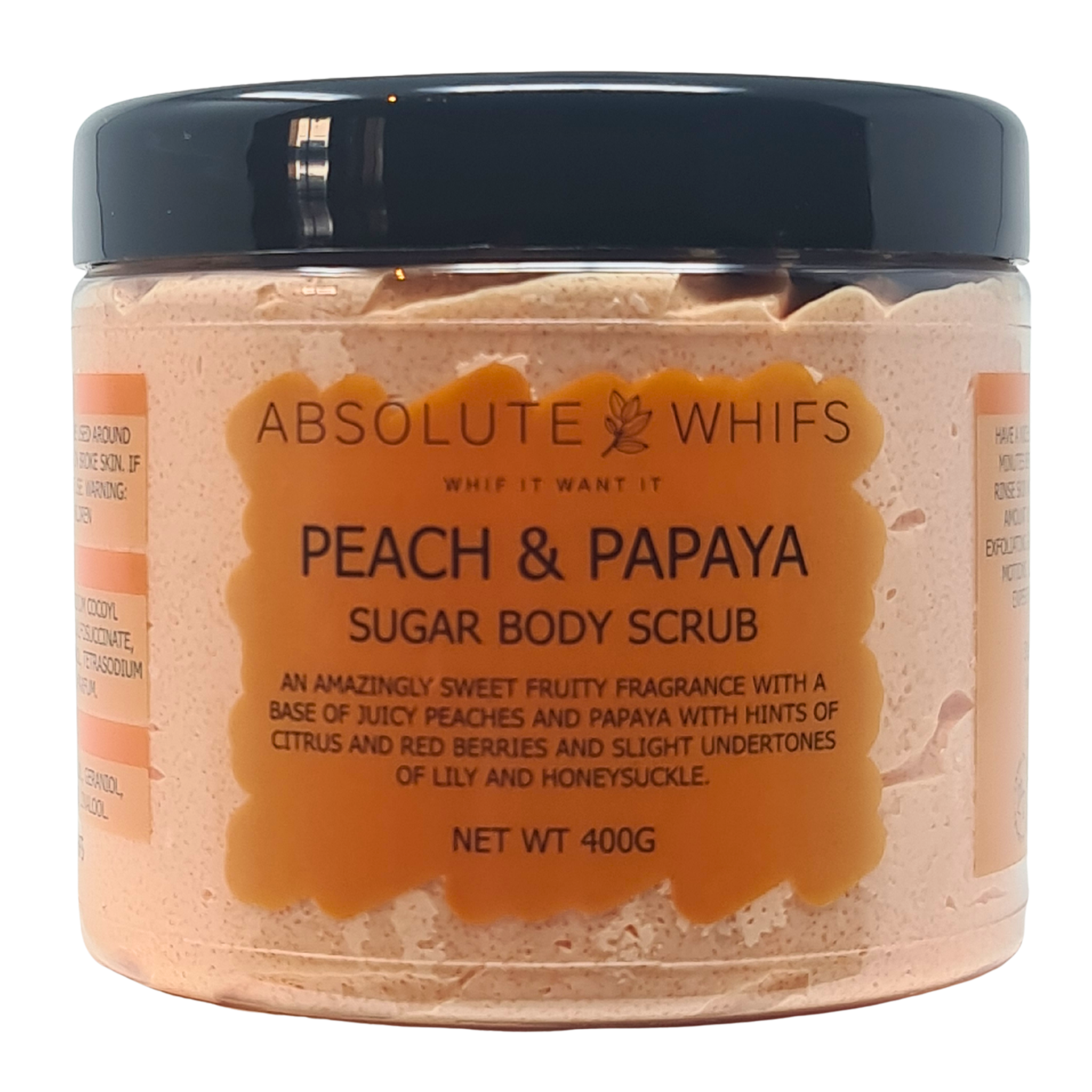 Peach and Papaya Sugar Body Scrub - Exfoliation for Smooth Silky Skin
