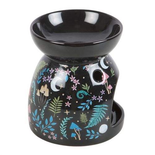 Dark forest print oil burner with calming ambiance design.