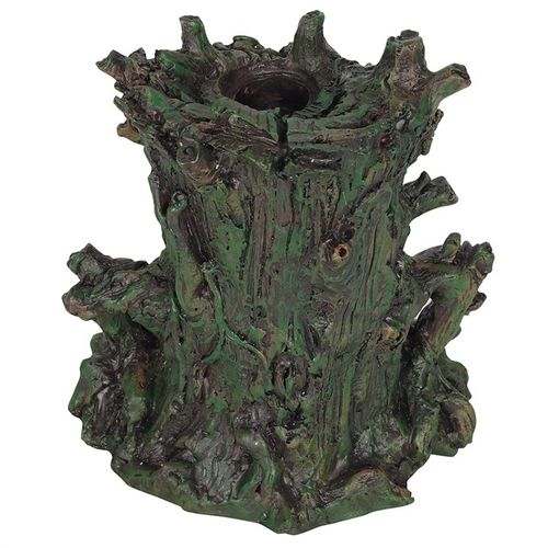 Dark Tree Man Backflow Incense Burner with calming light and detailed design.