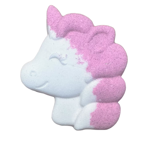 Unicorn shaped bath bomb with passion fruit scent and foaming solution, 100g