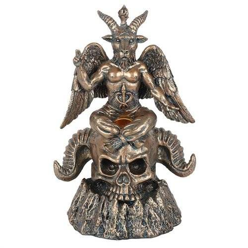 Gold Baphomet LED Backflow Incense Burner with mesmerizing smoke flow and elegant lighting.