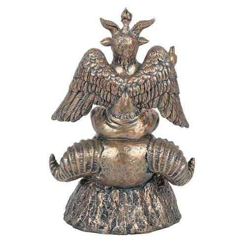 Gold Baphomet LED backflow incense burner with mystical smoke effect.