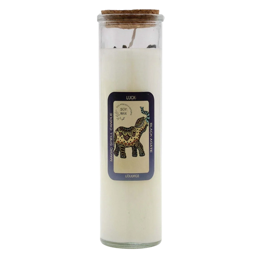 Magic Spell Candle - Luck with black agate and liquorice scent soy wax