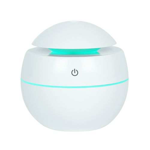 Small round white aroma diffuser with sleek, modern design.