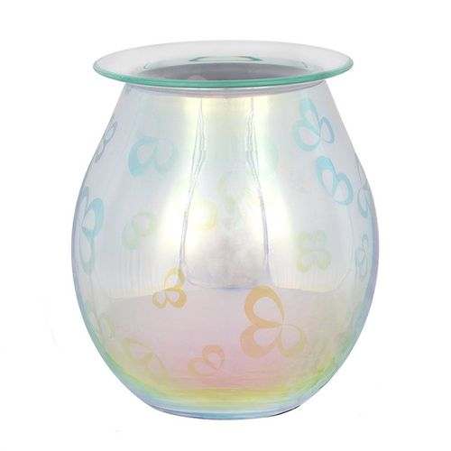 3D Flower Petal Light Up Electric Oil Burner with colorful flower design, glass dish.