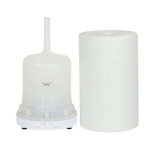 White Ceramic Heart Scatter Electric Aroma Diffuser for aromatherapy.