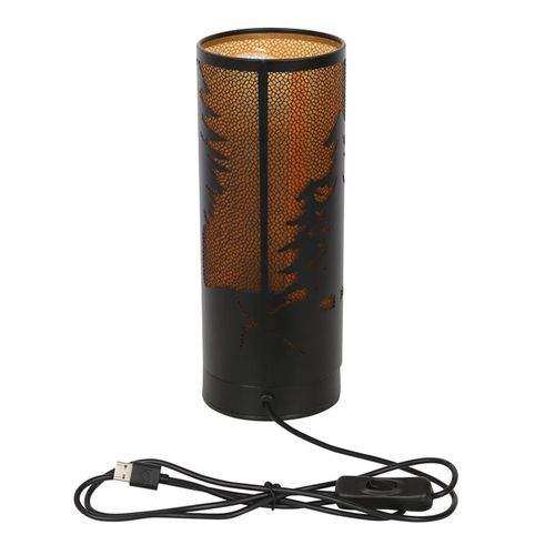 Wolf Song Aroma Lamp by Lisa Parker with howling wolf silhouette and orange illumination.