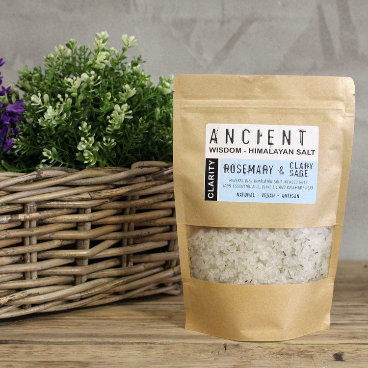aromatherapy bath salts with Himalayan salt and floral essential oils