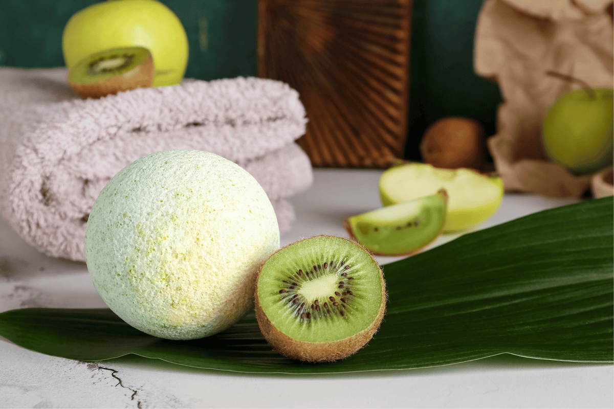 Tropical jumbo bath bombs with vibrant colors and coconut scent