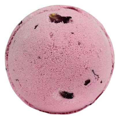 Pink Rose & Petals Bath Bomb with dried rose petals for a luxurious fragrant soak