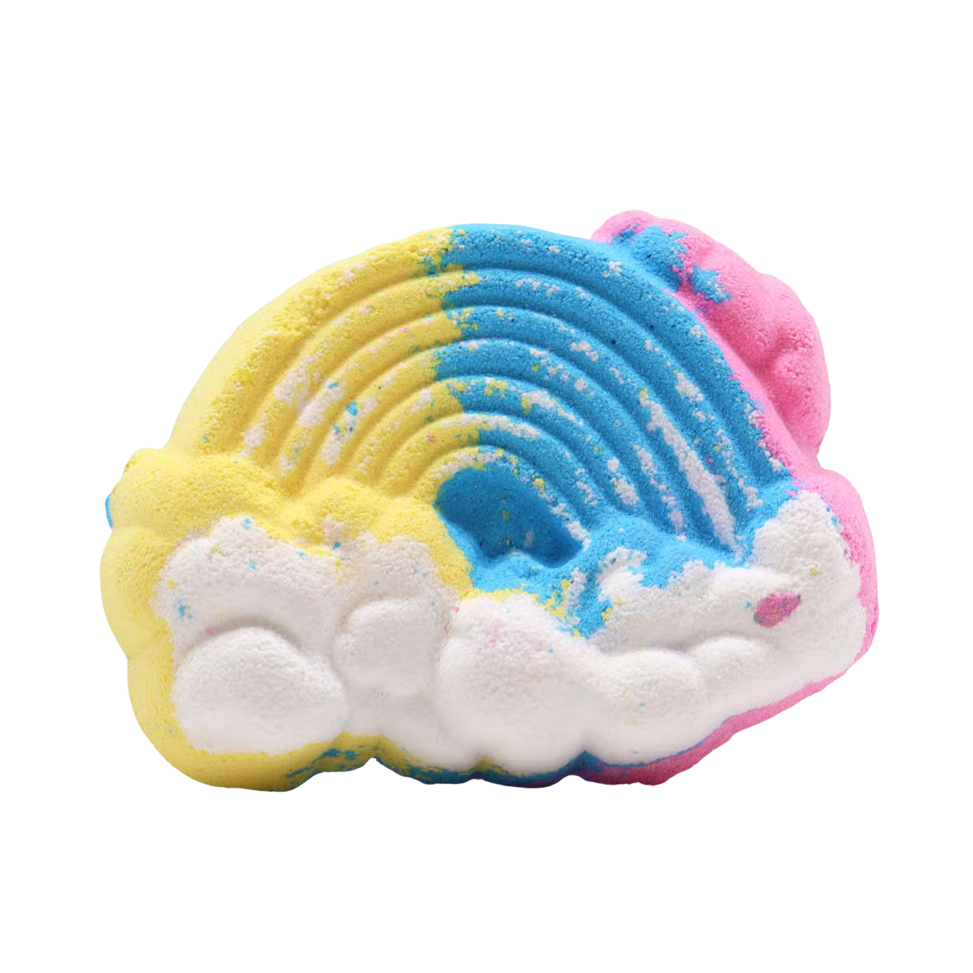 Cloud Bathbomb 95g shaped like a colorful rainbow cloud with foaming mango scent