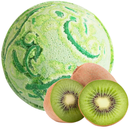 Tropical Paradise Coco Bath Bomb with kiwi fruit and creamy coconut butter for luxurious tropical bath experience