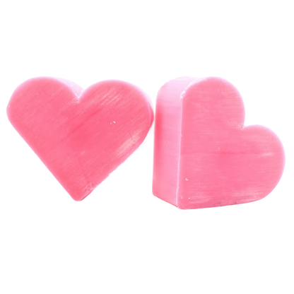 Pink heart soaps bars with wild rose fragrance, SLS and Paraben free, ideal for guest bathrooms and gifts