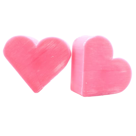 Pink heart soaps bars with wild rose fragrance, SLS and Paraben free, ideal for guest bathrooms and gifts