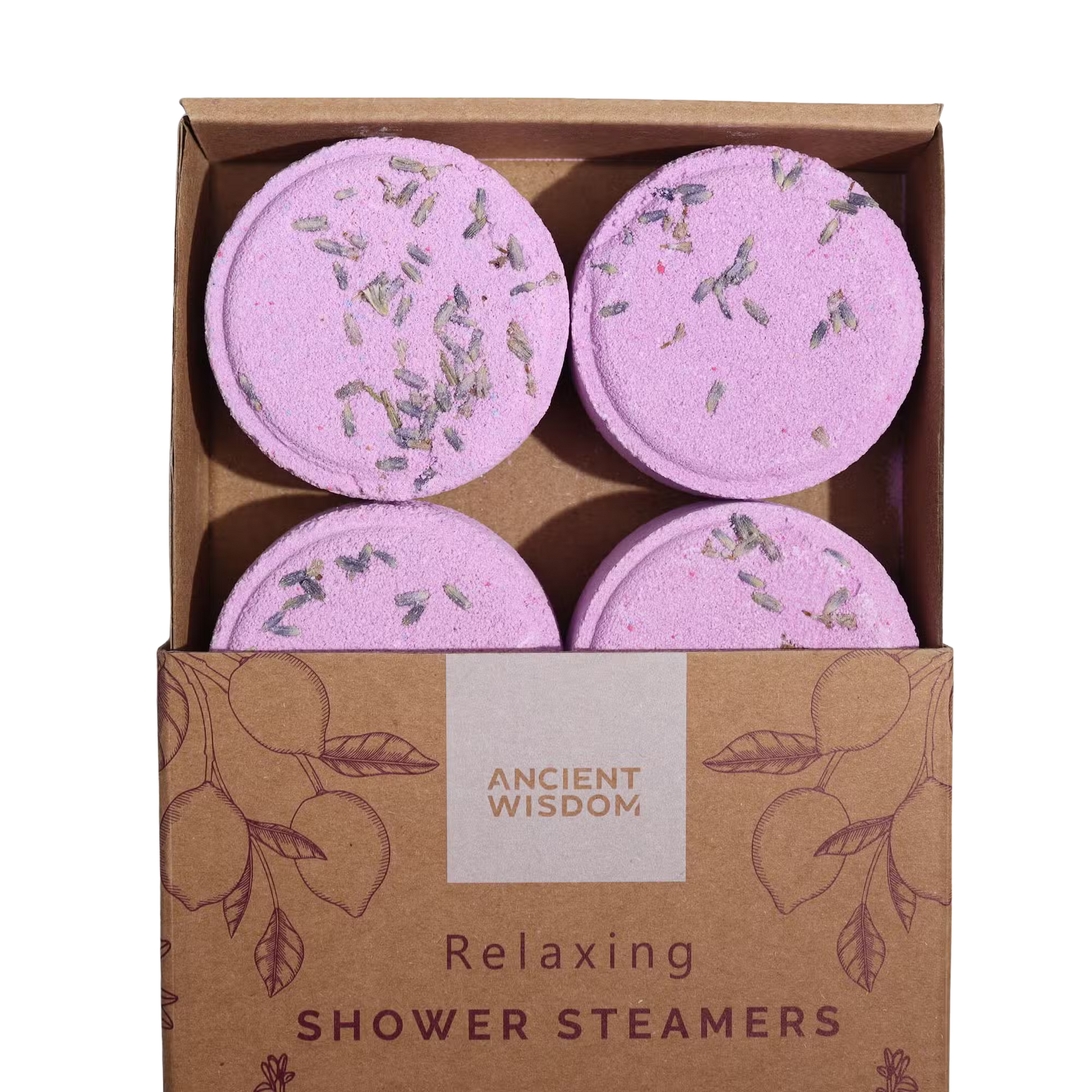 Zen Shower Steamers wellness gift set with lavender petals, clary sage, lemon, and natural essential oils for relaxation