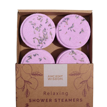 Zen Shower Steamers wellness gift set with lavender petals, clary sage, lemon, and natural essential oils for relaxation