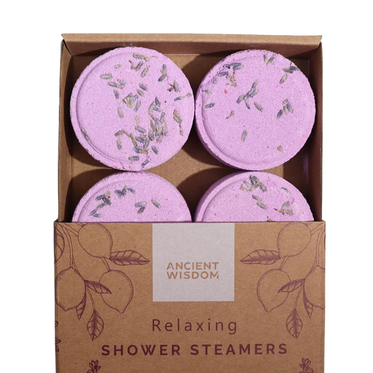Zen Shower Steamers wellness gift set with lavender petals, clary sage, lemon, and natural essential oils for relaxation