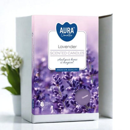 Lavender Set of 6 Scented Tealights in premium quality packaging for home fragrance