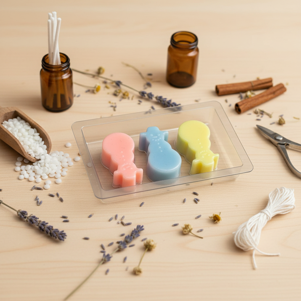 Set of snowmen shaped scented wax melts for festive holiday decor and aromatherapy
