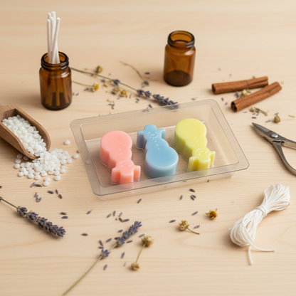 Set of snowmen shaped scented wax melts for festive holiday decor and aromatherapy