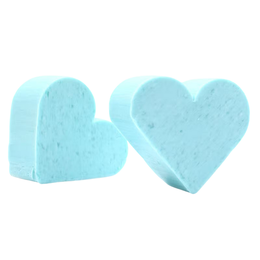 Blue heart guest soaps with lotus flower scent, small decorative bathroom soaps, SLS and paraben free