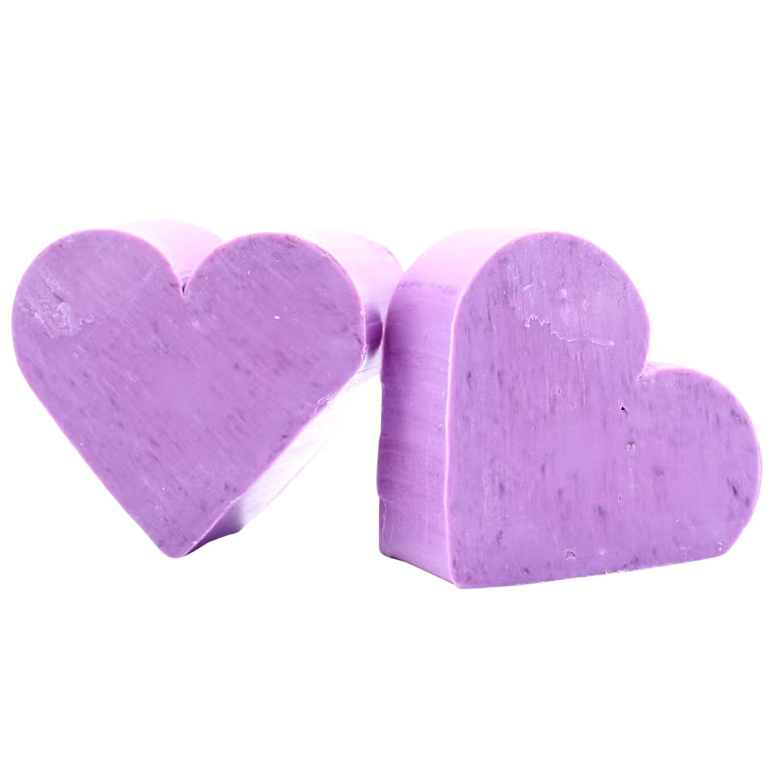 Lavender scented heart-shaped guest soap bars, SLS and paraben free, ideal for bathroom decor and visitors.