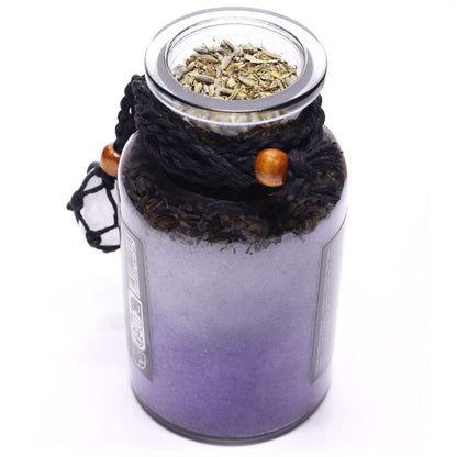 Ancient witch bath spell cleansing potion with rock crystal amulet