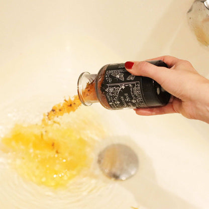 Ancient Witch Bath Spell Success potion bottle with Citrine crystal amulet