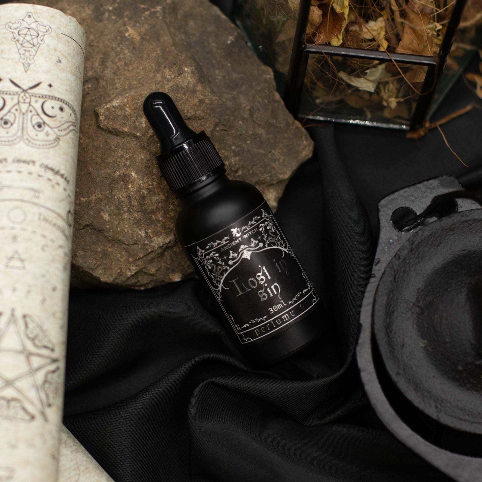Ancient Witch Perfume Oil - Lost in Sin bottle with musky and floral scent