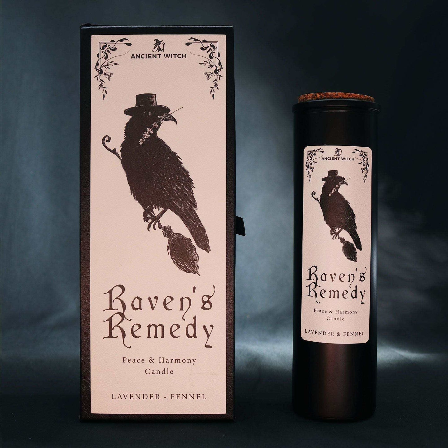 Ancient Witch Ritual Candle with Raven design in gift box