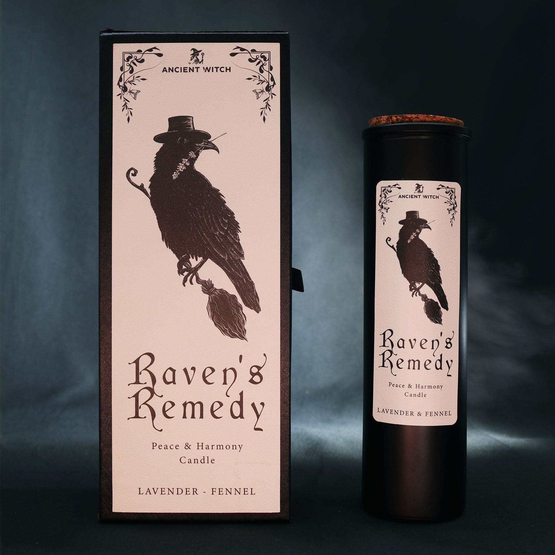 Ancient Witch Ritual Candle with Raven design in gift box