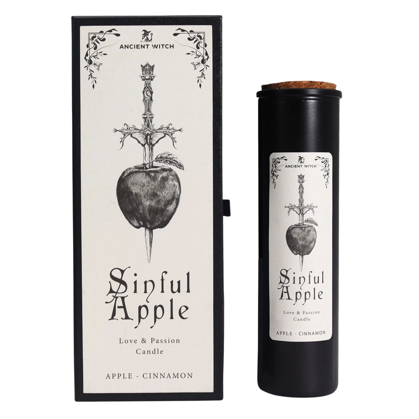 Ancient Witch Ritual Candles - Sinful Apple with knife and apple design