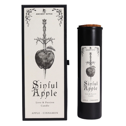 Ancient Witch Ritual Candles - Sinful Apple with knife and apple design
