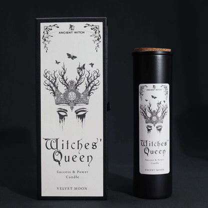 Ancient Witch Ritual Candle with crown and moth design in decorative gift box