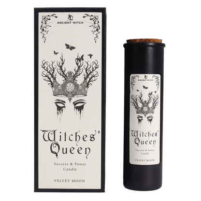 Ancient Witch Ritual Candles - Witches Queen with crown and moths for empowerment and success in elegant box