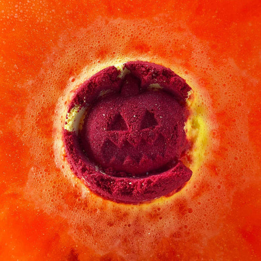 Handmade vegan aniseed Halloween bath bomb with vibrant colors