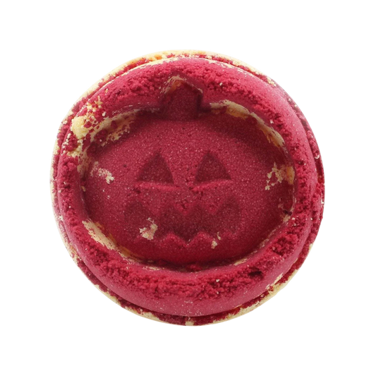 Vegan handmade Aniseed Halloween Bath Bomb with vibrant colors and aniseed scent, shrink-wrapped for freshness
