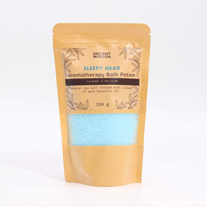 Aromatherapy bath potion in kraft bag with lavender and marjoram for relaxation and sleep, 350g