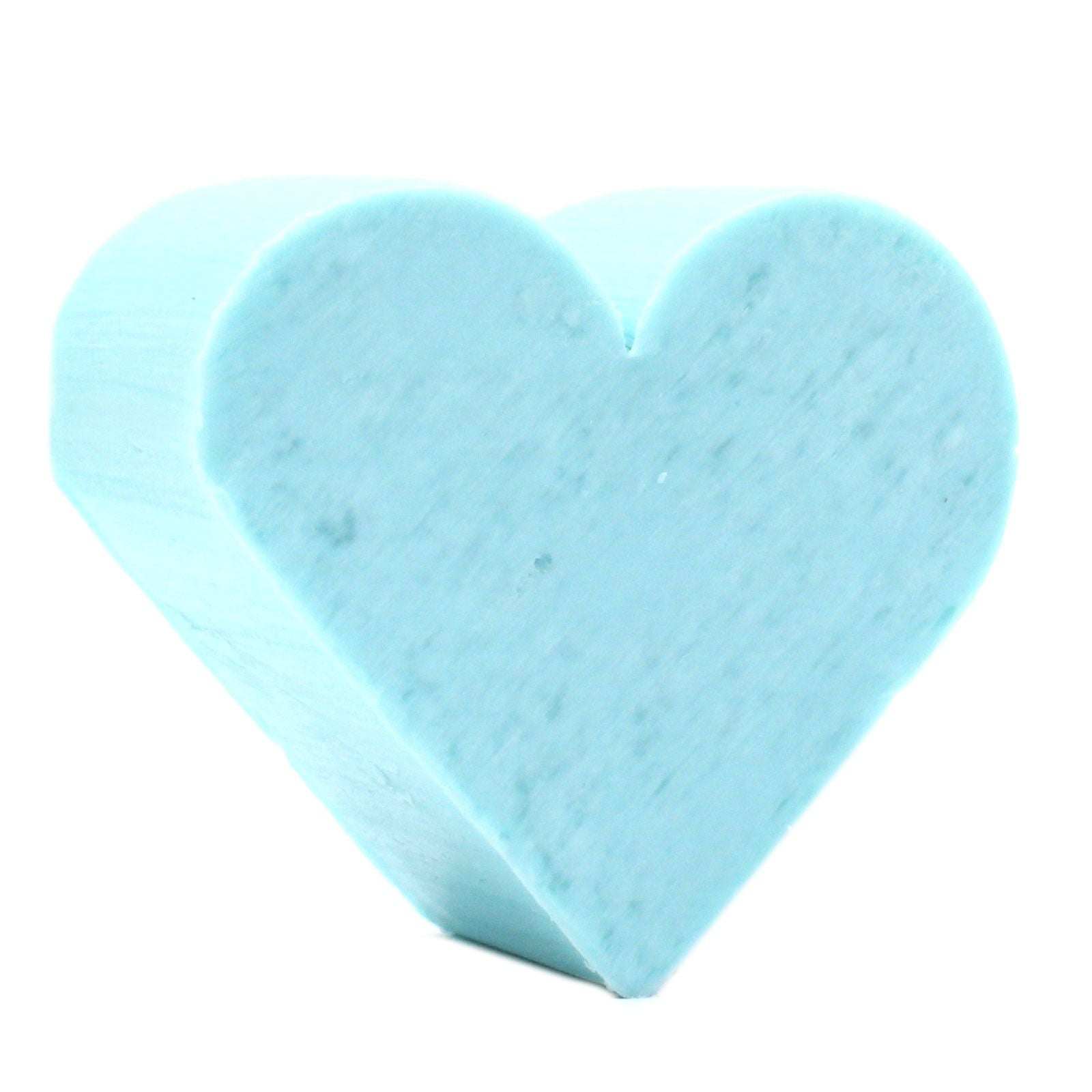 Blue heart guest soap shaped like a lotus flower, small and colorful, SLS and paraben free.