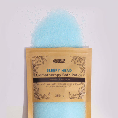 Aromatherapy Bath Potion Sleepy Head lavender marjoram natural sea salt 350g kraft bag