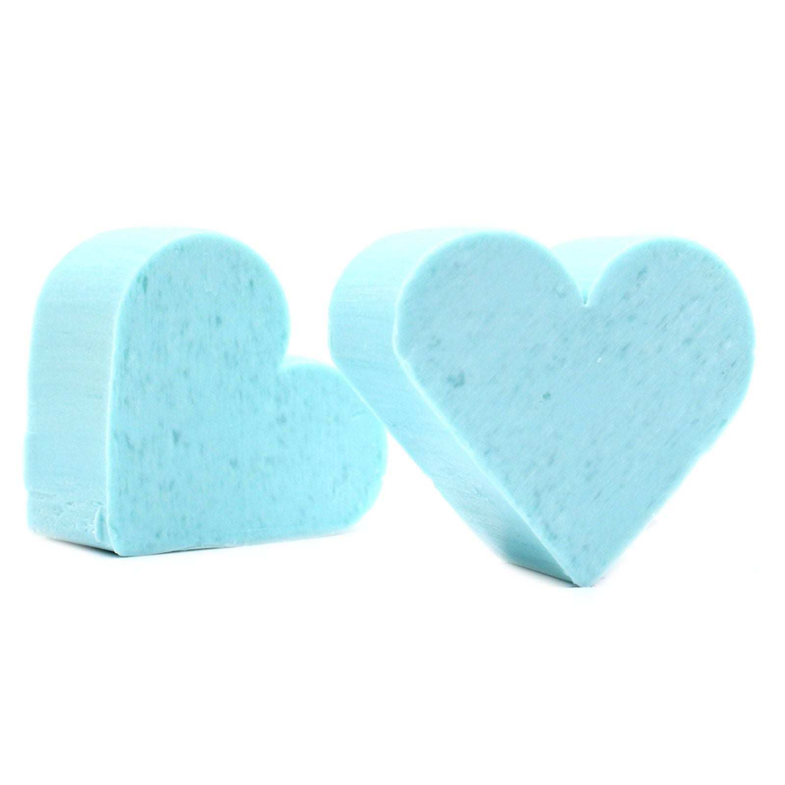 Blue heart guest soap shaped like a lotus flower, small and colorful, SLS and paraben free.