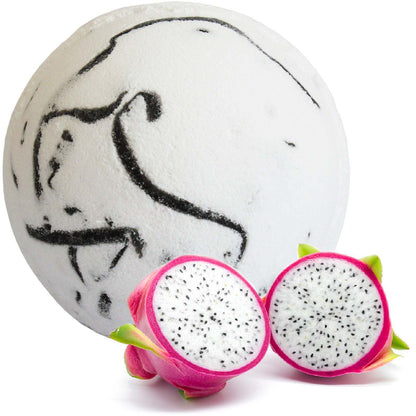 Tropical Paradise Coco Bath Bomb with dragon fruit aroma and coconut butter for smooth skin and silky foam